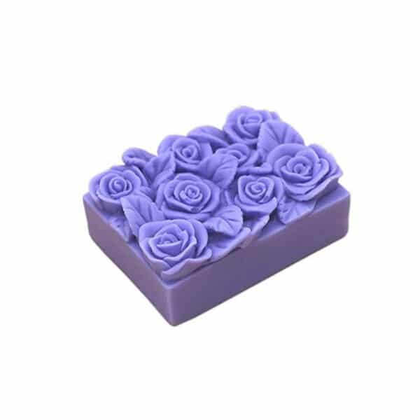 Moule à savon carré en forme de fleur de rose