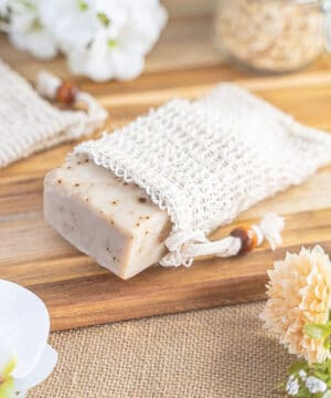 Sac à savon en ramie organique 100% naturel avec sangle pour le bain et la douche