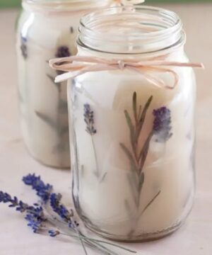 DIY Vela de lavanda con ramitas de lavanda