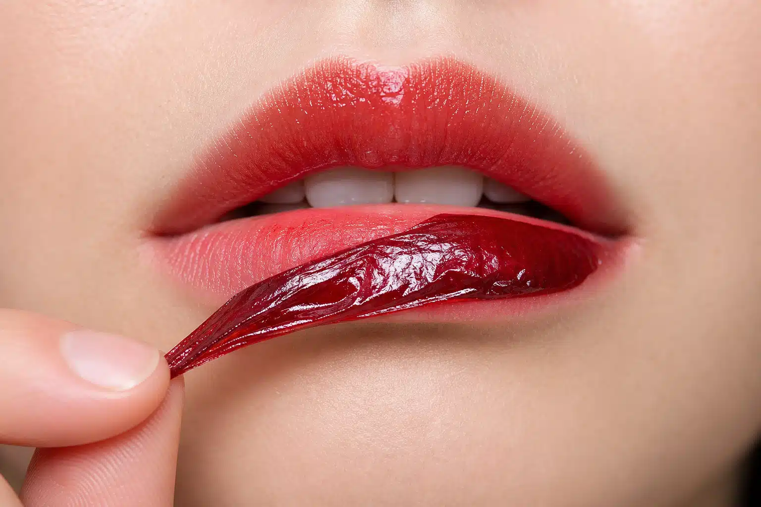 Afpelbare rode lipstain