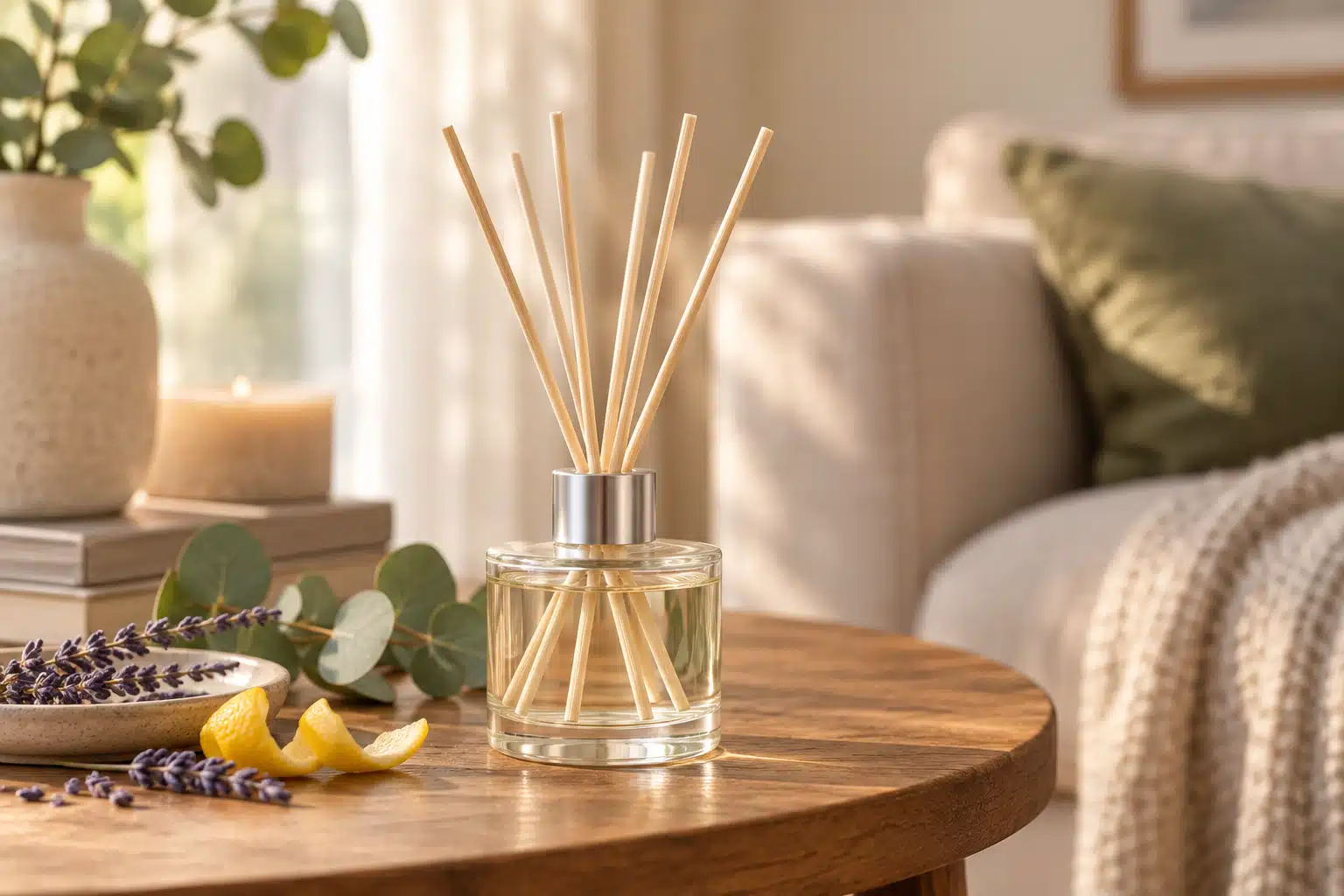 Zelfgemaakte geurstokjes in interieur