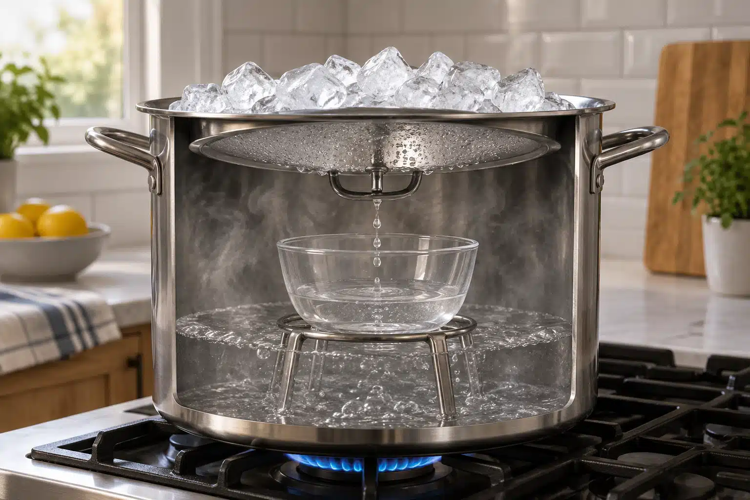 Destilación casera de agua